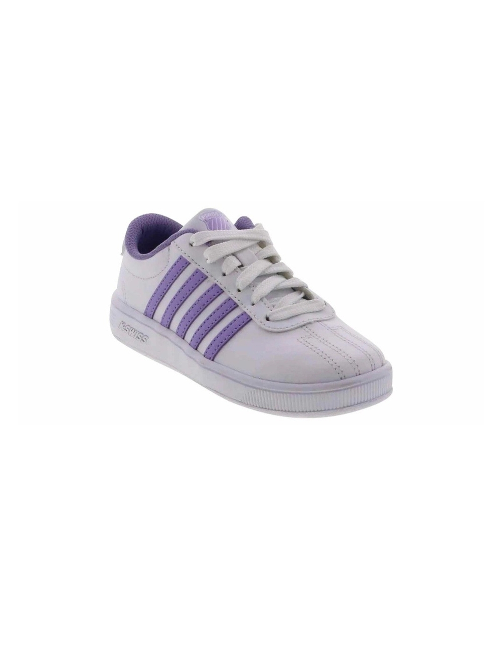 K-Swiss Kids White and Purple Lace-Up Sneakers
